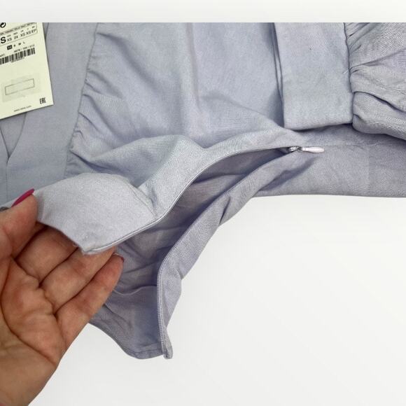 Zara Purple Crop Top Plunging Deep V-Neck Crop Puff Sleeve Coquette Size XS NWT - Picture 8 of 12